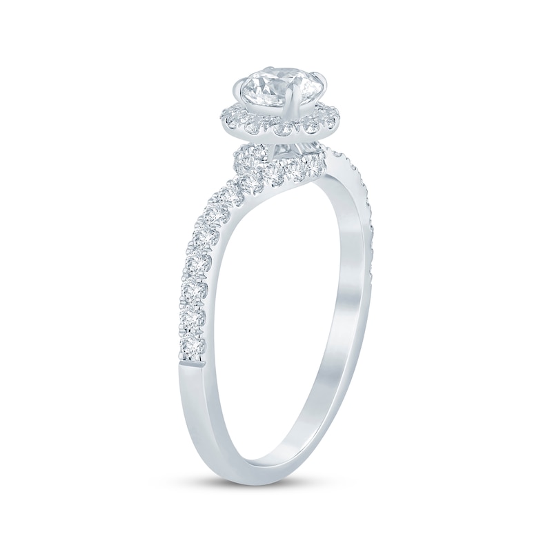 Round-Cut Diamond Halo Engagement Ring 1 ct tw 14K White Gold