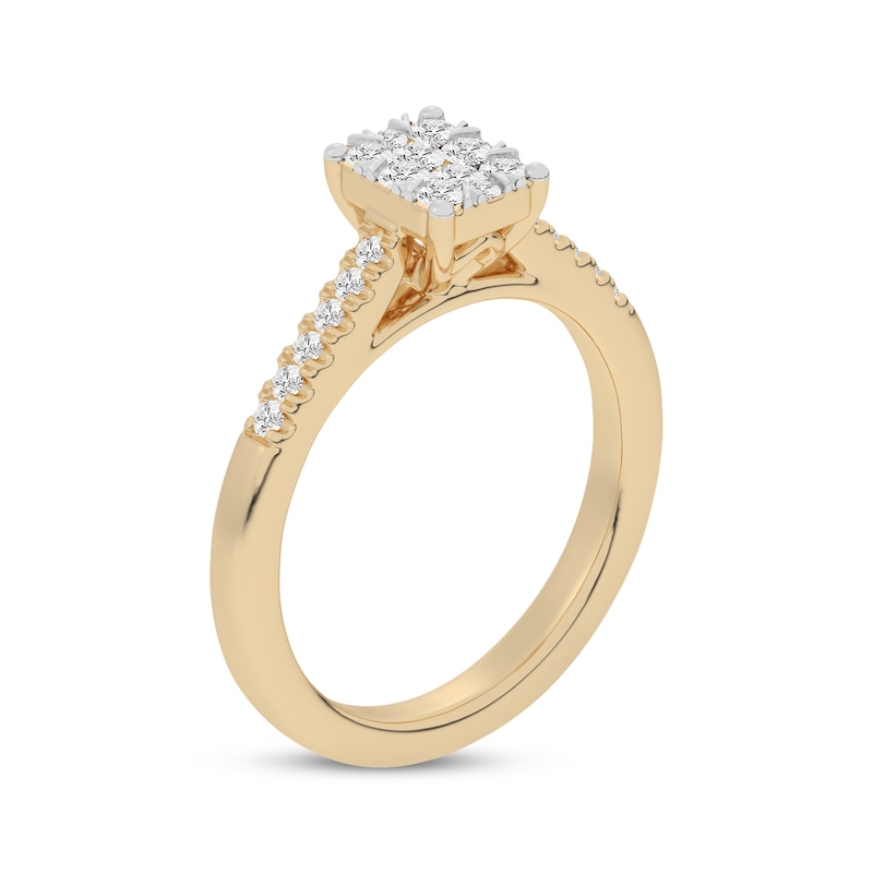 Multi-Diamond Center Rectangle Engagement Ring 1/3 ct tw 10K Yellow Gold