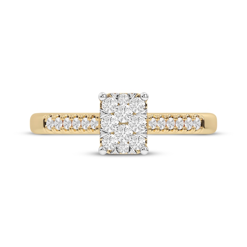 Multi-Diamond Center Rectangle Engagement Ring 1/3 ct tw 10K Yellow Gold