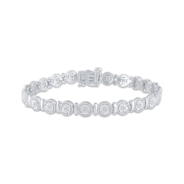 Diamond Circle & Bar Link Bracelet 1/10 ct tw Sterling Silver 7&quot;