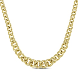 Puffy Graduated Curb Chain Necklace Hollow 10K Yellow Gold 20&quot;