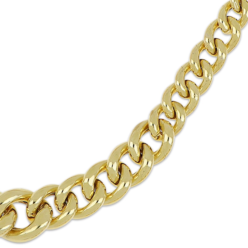 Main Image 2 of Hollow Puffy Graduated Curb Chain Necklace 10K Yellow Gold 20&quot;