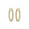 Thumbnail Image 2 of Italian Brilliance Diamond-Cut Oval Hoop Earrings 14K Yellow Gold 27.5mm