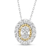 Thumbnail Image 1 of Threads of Love Oval-Cut Lab-Grown Diamond Halo Necklace 1-1/2 ct tw 14K Two-Tone Gold 18&quot;