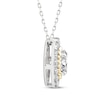 Thumbnail Image 2 of Threads of Love Oval-Cut Lab-Grown Diamond Halo Necklace 1-1/2 ct tw 14K Two-Tone Gold 18&quot;