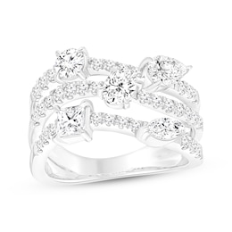 All You Are Multi-Shape Lab-Created Diamond Three-Row Ring 2 ct tw 14K White Gold