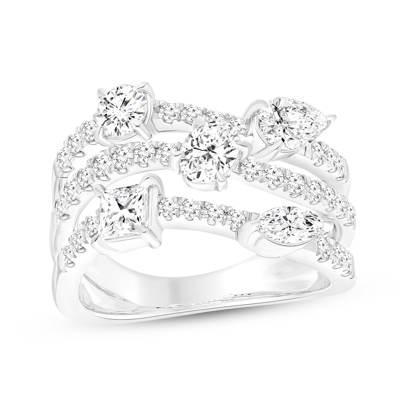 All You Are Multi-Shape Lab-Created Diamond Three-Row Ring 2 ct tw 14K White Gold