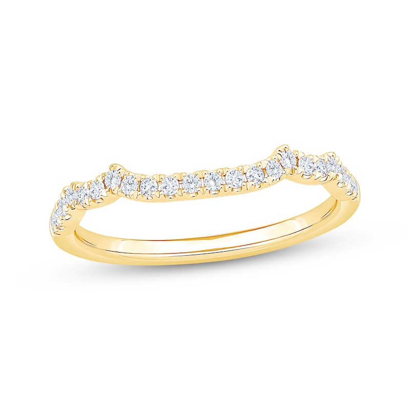 Diamond Scalloped Edge Wedding Band 1/5 ct tw 14K Yellow Gold