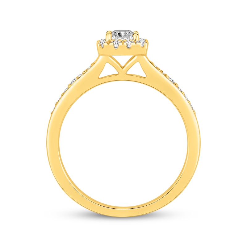 Princess-Cut Diamond Halo Engagement Ring 5/8 ct tw 10K Yellow Gold