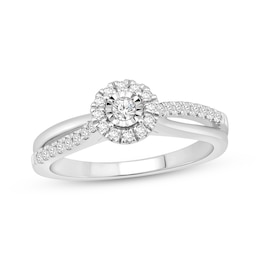 Round-Cut Diamond Halo Engagement Ring 1/4 ct tw 10K White Gold