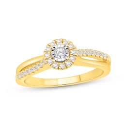 Round-Cut Diamond Halo Engagement Ring 1/4 ct tw 10K Yellow Gold