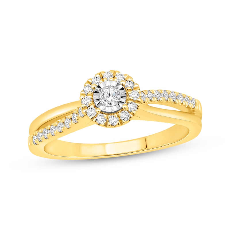 Round-Cut Diamond Halo Engagement Ring 1/4 ct tw 10K Yellow Gold