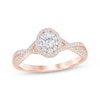 Thumbnail Image 0 of Oval-Cut Diamond Double-Halo Engagement Ring 1/2 ct tw 14K Rose Gold