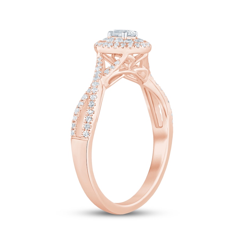 Oval-Cut Diamond Double-Halo Engagement Ring 1/2 ct tw 14K Rose Gold