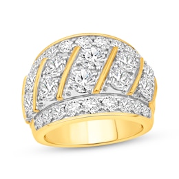 Lab-Grown Diamonds by KAY Men's Diagonal Multi-Row Ring 7 ct tw 10K Yellow Gold