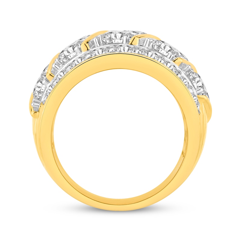 Main Image 3 of Lab-Grown Diamonds by KAY Men's Diagonal Multi-Row Ring 7 ct tw 10K Yellow Gold