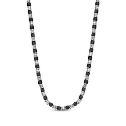 Men's Bead Necklace Stainless Steel & Black Ion Plating 24&quot;