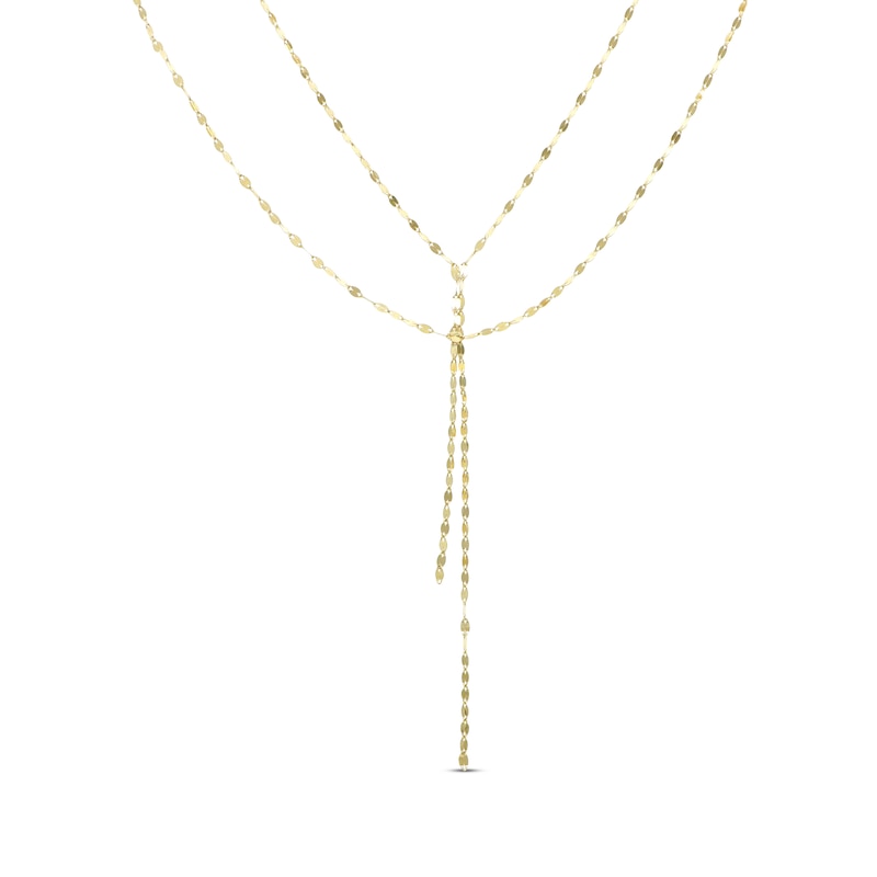 Main Image 1 of Solid Layered Mirror Chain Lariat Necklace 10K Yellow Gold 17&quot;