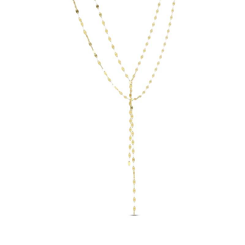 Main Image 2 of Solid Layered Mirror Chain Lariat Necklace 10K Yellow Gold 17&quot;