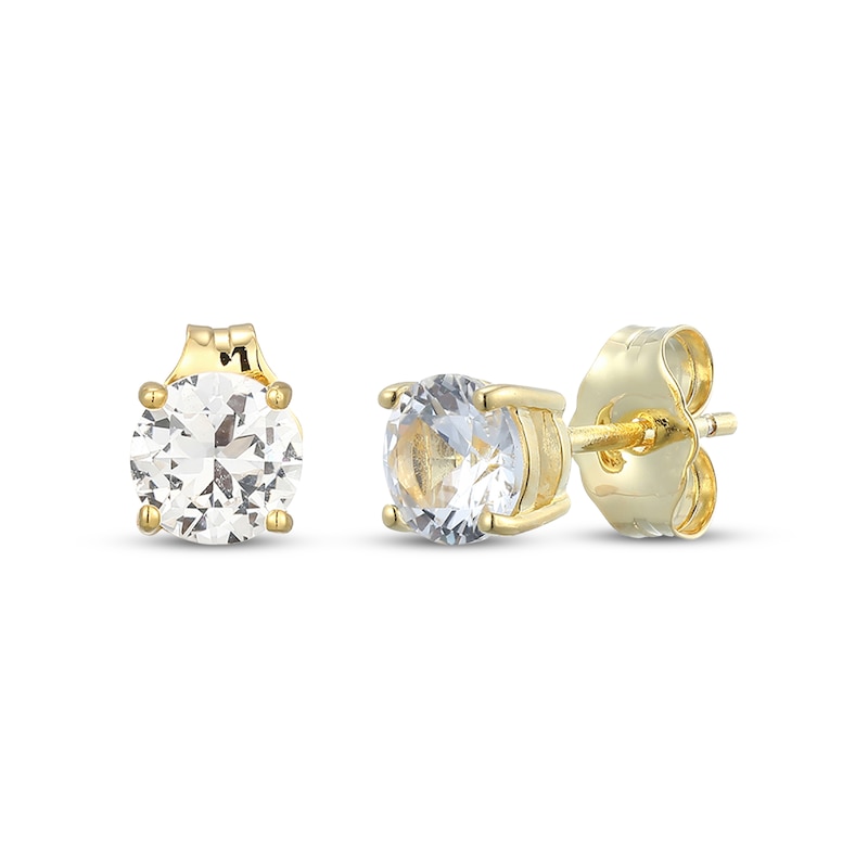 Main Image 3 of White Lab-Created Sapphire Station Necklace & Stud Earrings Gift Set 18K Yellow Gold-Plated Sterling Silver