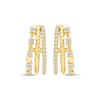 Thumbnail Image 2 of Diamond Three-Row Split J-Hoop Huggie Earrings 1/4 ct tw 10K Yellow Gold