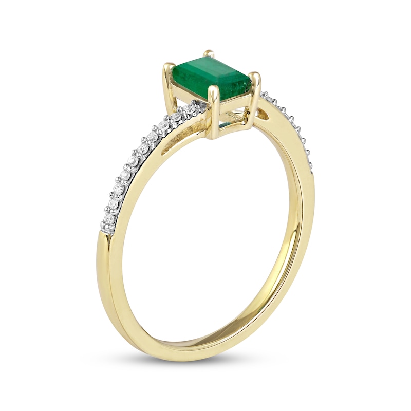 Main Image 2 of Emerald Ring 1/15 ct tw Diamonds 10K Yellow Gold