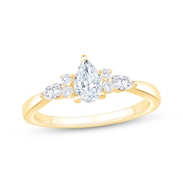 Lab-Grown Diamonds by KAY Pear-Shaped Engagement Ring 3/4 ct tw 14K Yellow Gold