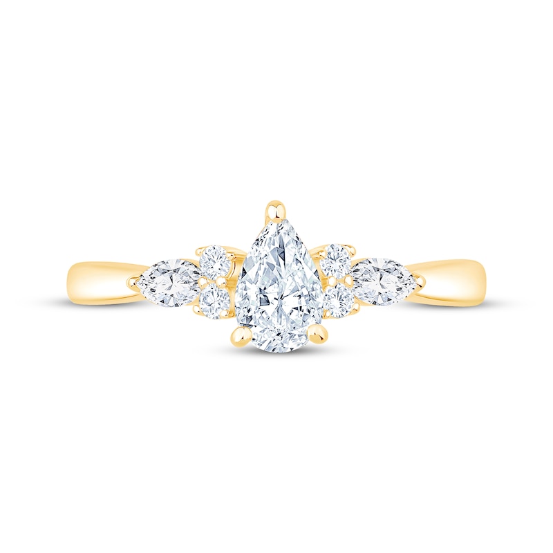 Main Image 3 of Lab-Grown Diamonds by KAY Pear-Shaped Engagement Ring 3/4 ct tw 14K Yellow Gold