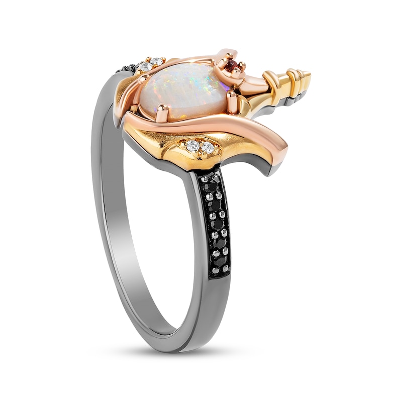 Main Image 2 of Star Wars Queen Amidala Oval-Cut Opal, Garnet & Diamond Ring 1/10 ct tw Sterling Silver & 10K Two-Tone Gold