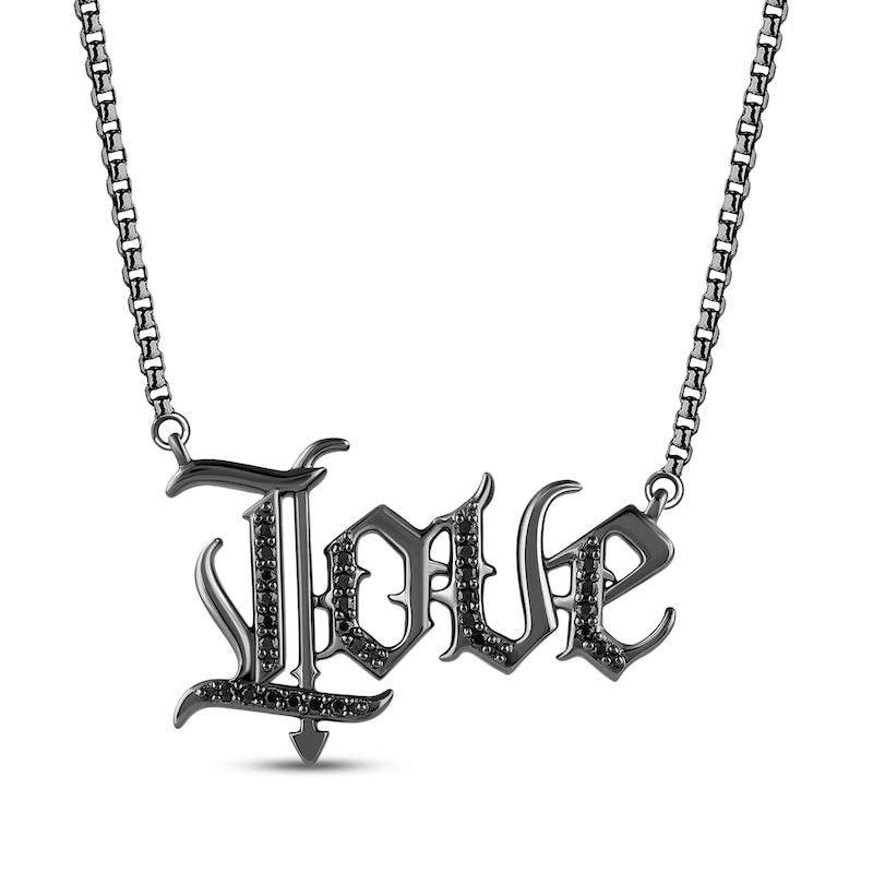 Main Image 1 of Ink & Ice Black Diamond &quot;Love&quot; Necklace 1/10 ct tw Black Rhodium-Plated Sterling Silver 18&quot;