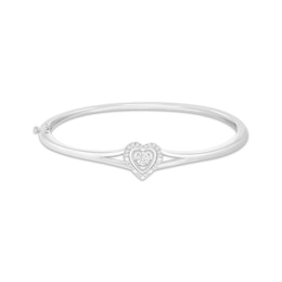 Unstoppable Love Diamond Heart Bangle Bracelet 1/6 ct tw Sterling Silver