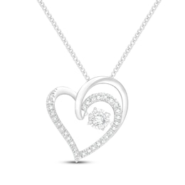 Unstoppable Love Diamond Looping Heart Necklace 1/5 ct tw Sterling Silver 19&quot;