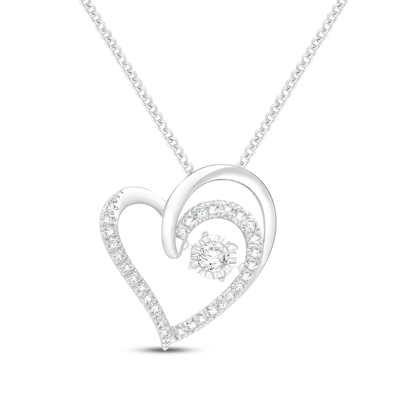 Main Image 1 of Unstoppable Love Diamond Looping Heart Necklace 1/5 ct tw Sterling Silver 19&quot;