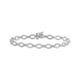 Diamond Oval Link Bracelet 1/4 ct tw Sterling Silver 7&quot;