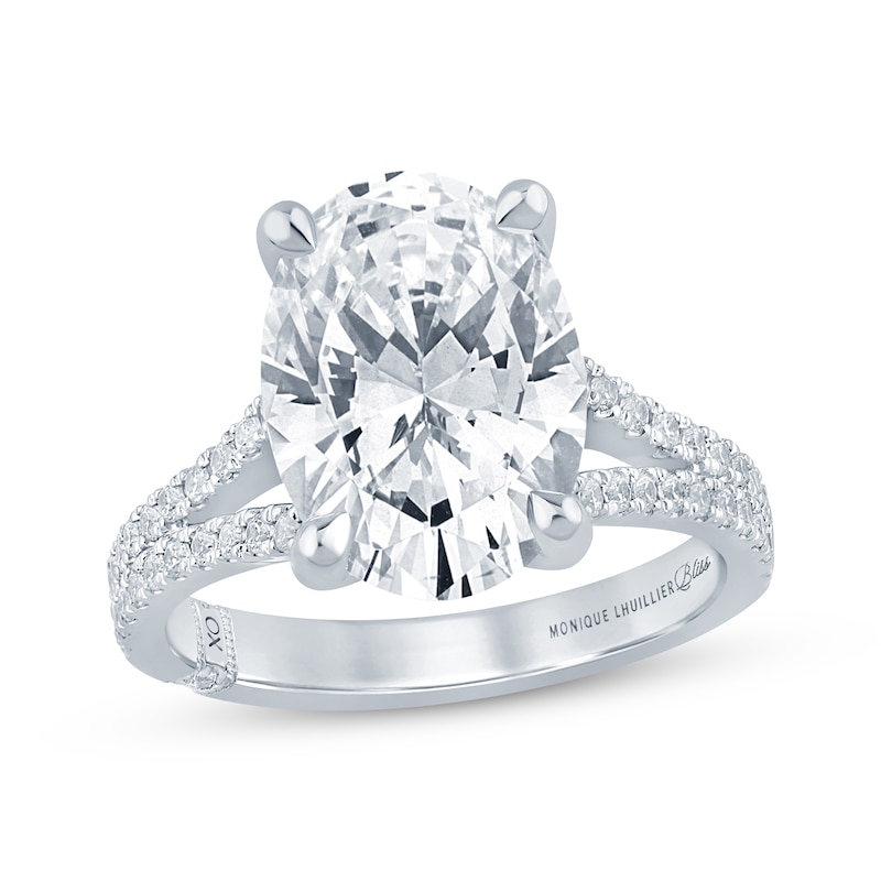 Main Image 1 of Monique Lhuillier Bliss Oval-Cut Lab-Grown Diamond Engagement Ring 5-1/3 ct tw 18K White Gold