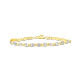 Multi-Diamond Flower Bracelet 1 ct tw 10K Yellow Gold 7'