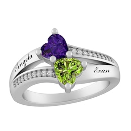 Color Stone Couple's Heart Ring