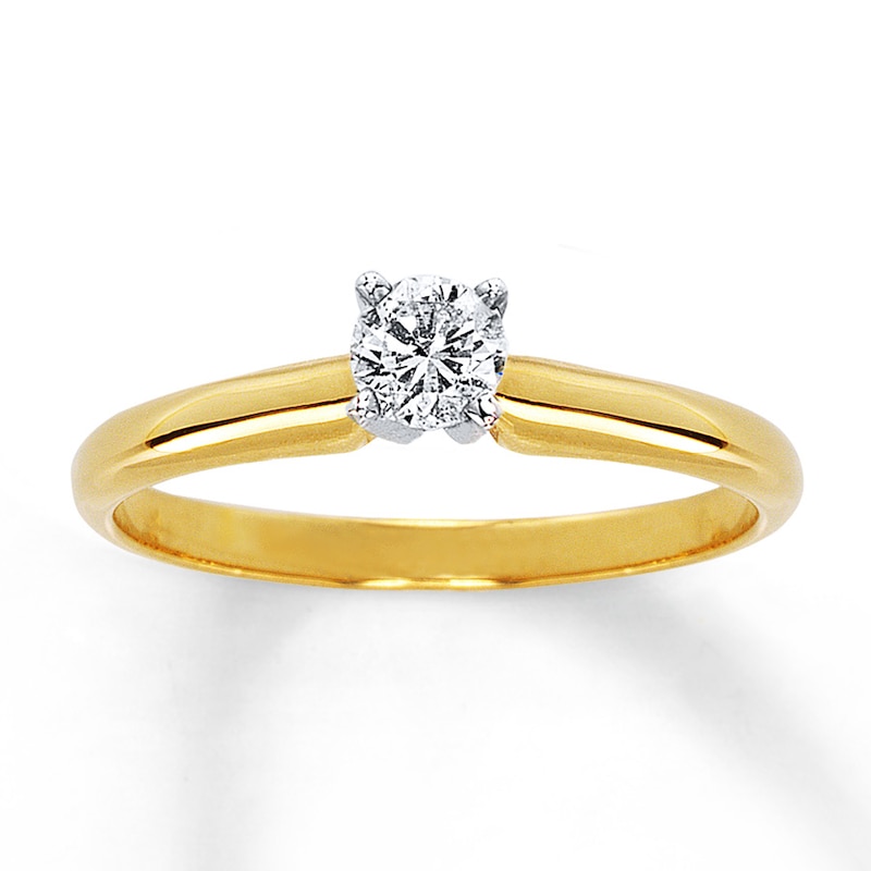 Diamond Solitaire Ring 1/4 ct Round-Cut 14K Yellow Gold (I/I2) | Kay