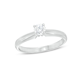 Diamond Solitaire Ring 1/3 carat Round-Cut 14K White Gold (I/I2)