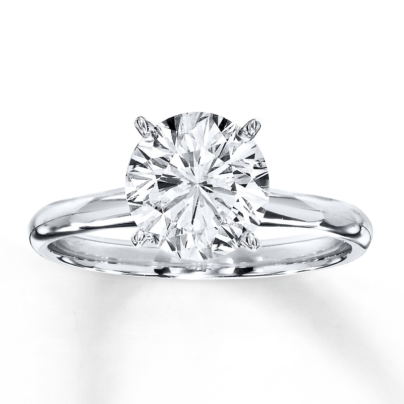 Main Image 1 of Diamond Solitaire Ring 2 Carats Round-cut 14K White Gold (I/I3)