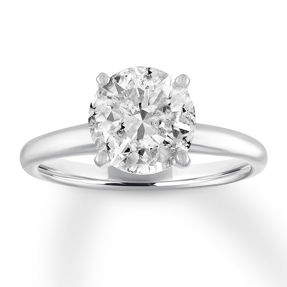 Certified Diamond Solitaire 2-1/2 Carats Round 14K White Gold (I/I1)