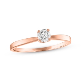 Diamond Solitaire Ring 1/4 Carat Round-cut 14K Rose Gold (I/I2)