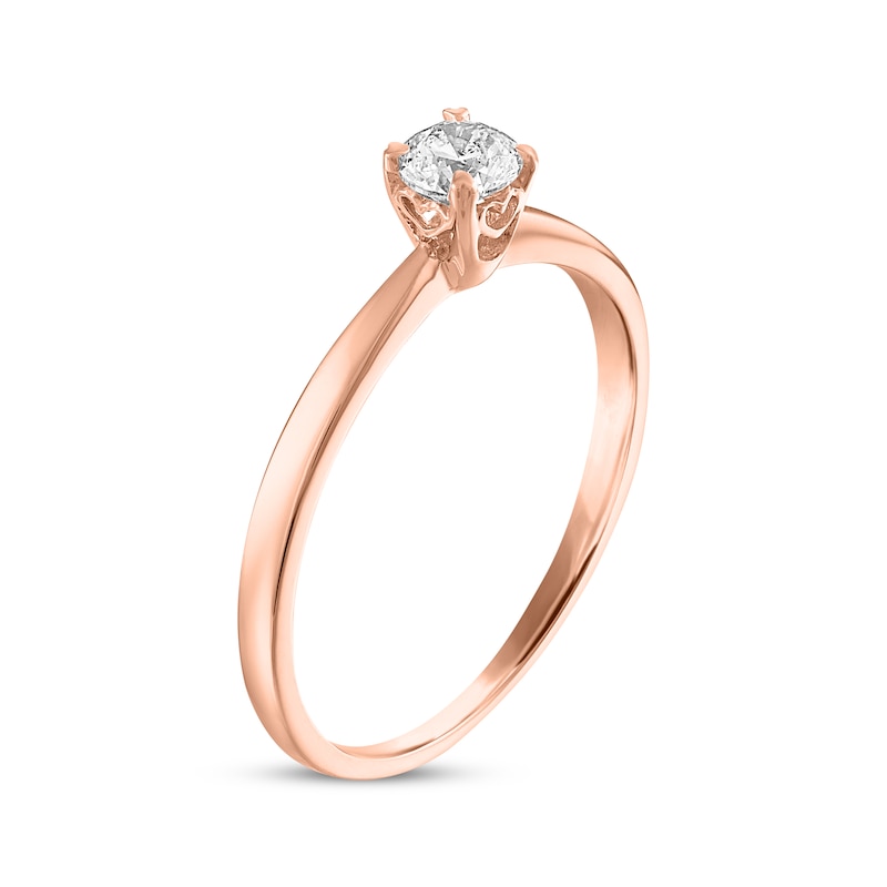 Diamond Solitaire Ring 1/4 Carat Round-cut 14K Rose Gold (I/I2)