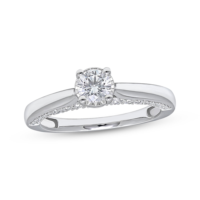 Main Image 1 of Diamond Solitaire Engagement Ring 3/4 ct tw Round-Cut 10K White Gold (J/I3)