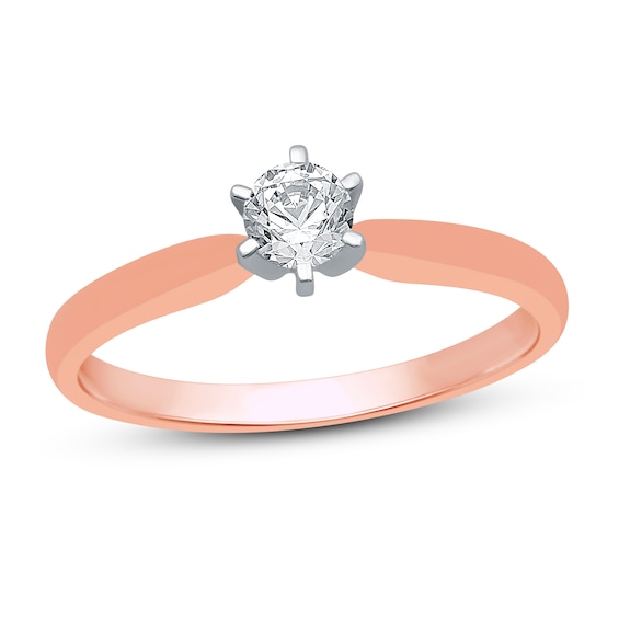 Diamond Solitaire Engagement Ring 1/4 ct tw Round-cut 14K Rose Gold (I/I2)