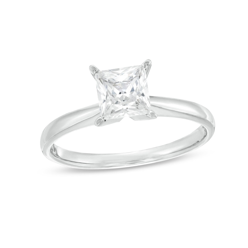 Main Image 1 of Diamond Solitaire Ring 1 carat Princess-cut 14K White Gold (J/I1)