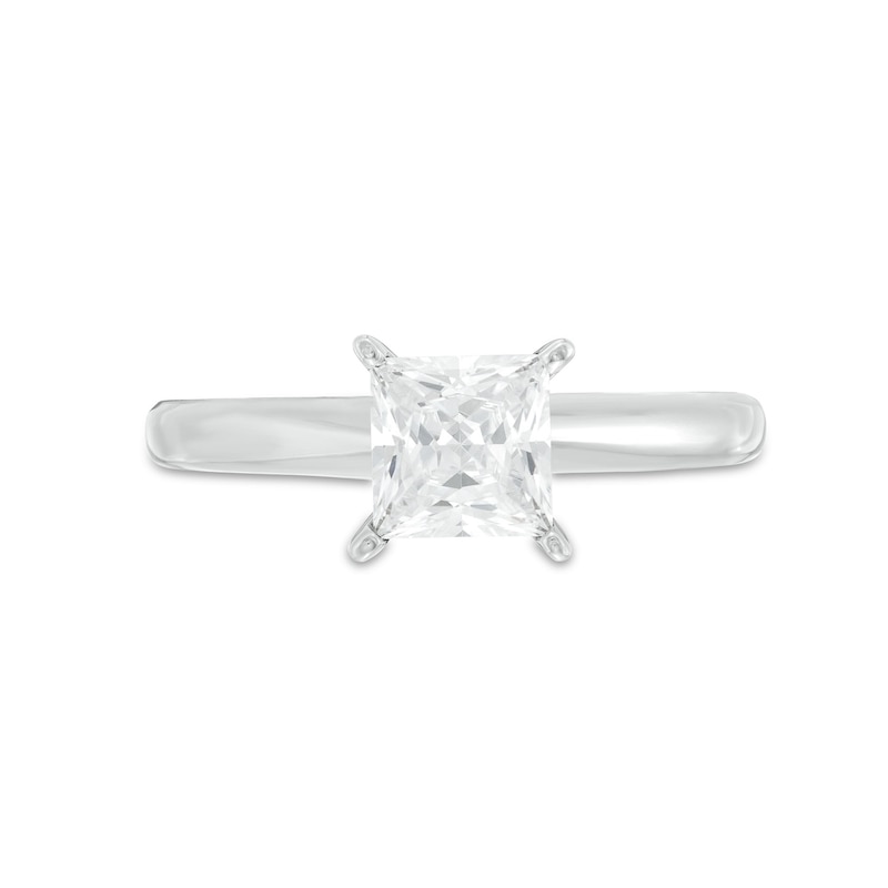 Main Image 4 of Diamond Solitaire Ring 1 carat Princess-cut 14K White Gold (J/I1)