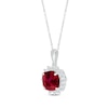 Thumbnail Image 2 of Cushion-Cut Lab-Created Ruby & Round-Cut White Lab-Created Sapphire Starburst Halo Necklace Sterling Silver 18”