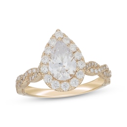 Neil Lane Artistry Pear-Shaped Lab-Grown Diamond Halo Engagement Ring 1-3/4 ct tw 14K Yellow Gold