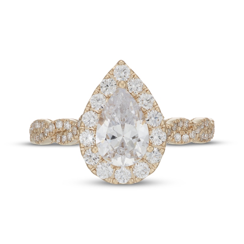 Neil Lane Artistry Pear-Shaped Lab-Created Diamond Halo Engagement Ring 1-3/4 ct tw 14K Yellow Gold